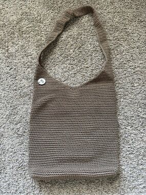 The Sak Crochet Shoulder Bag in Taupe Brown